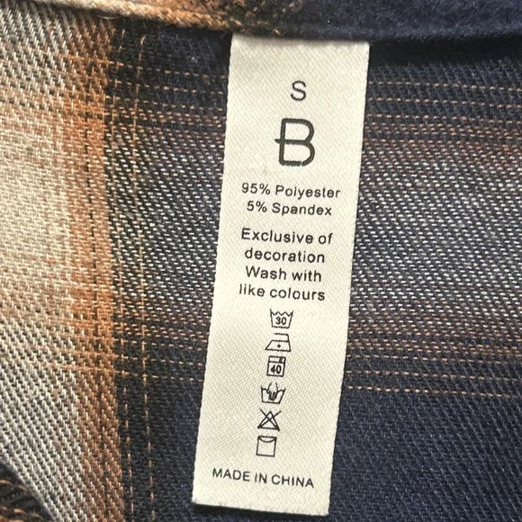 Blooming Jelly Plaid Flannel Shirt Dress With Puff Sleeves & Drawstring Waist S - Picture 6 of 7